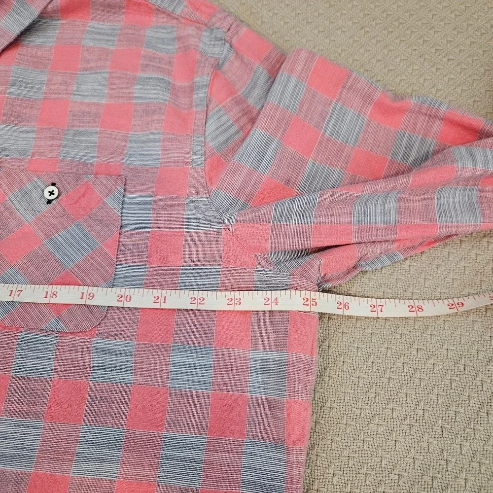 Flag & Anthem Mens XL Salmon Pink Grey Buffalo Plaid Button Down Flannel Shirt